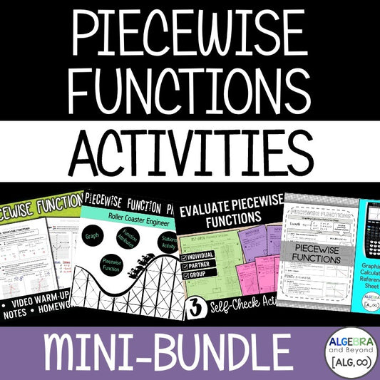 Piecewise Functions Activities Mini-Bundle | Review Worksheet Activities