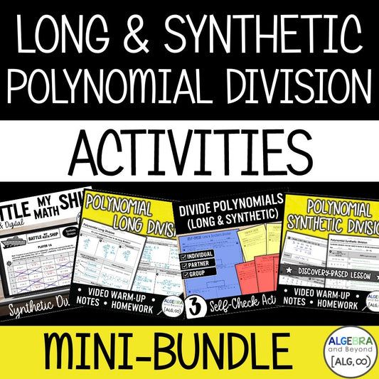 Dividing Polynomials Activities Mini-Bundle | Review Worksheets - Synthetic & Long Division