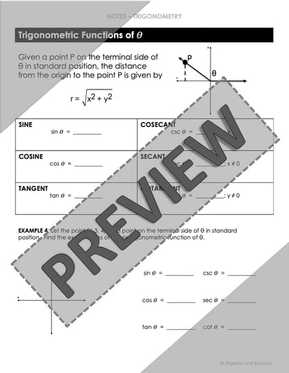 Angles of Rotation Lesson | Trigonometry | Algebra 2 | Video | Notes | Homework