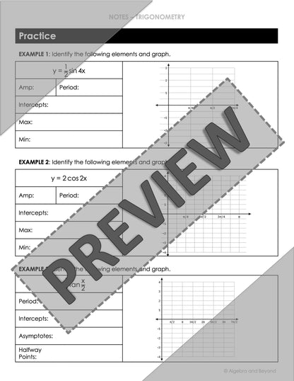 Graphing Trigonometric Functions Lesson | Algebra 2 | Video | Notes | Homework