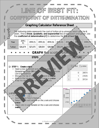 Linear, Quadratic, and Exponential and Coefficient of Determination | TI-Nspire