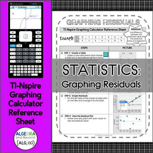 Residuals | Statistics | TI-Nspire Graphing Calculator Reference Sheet