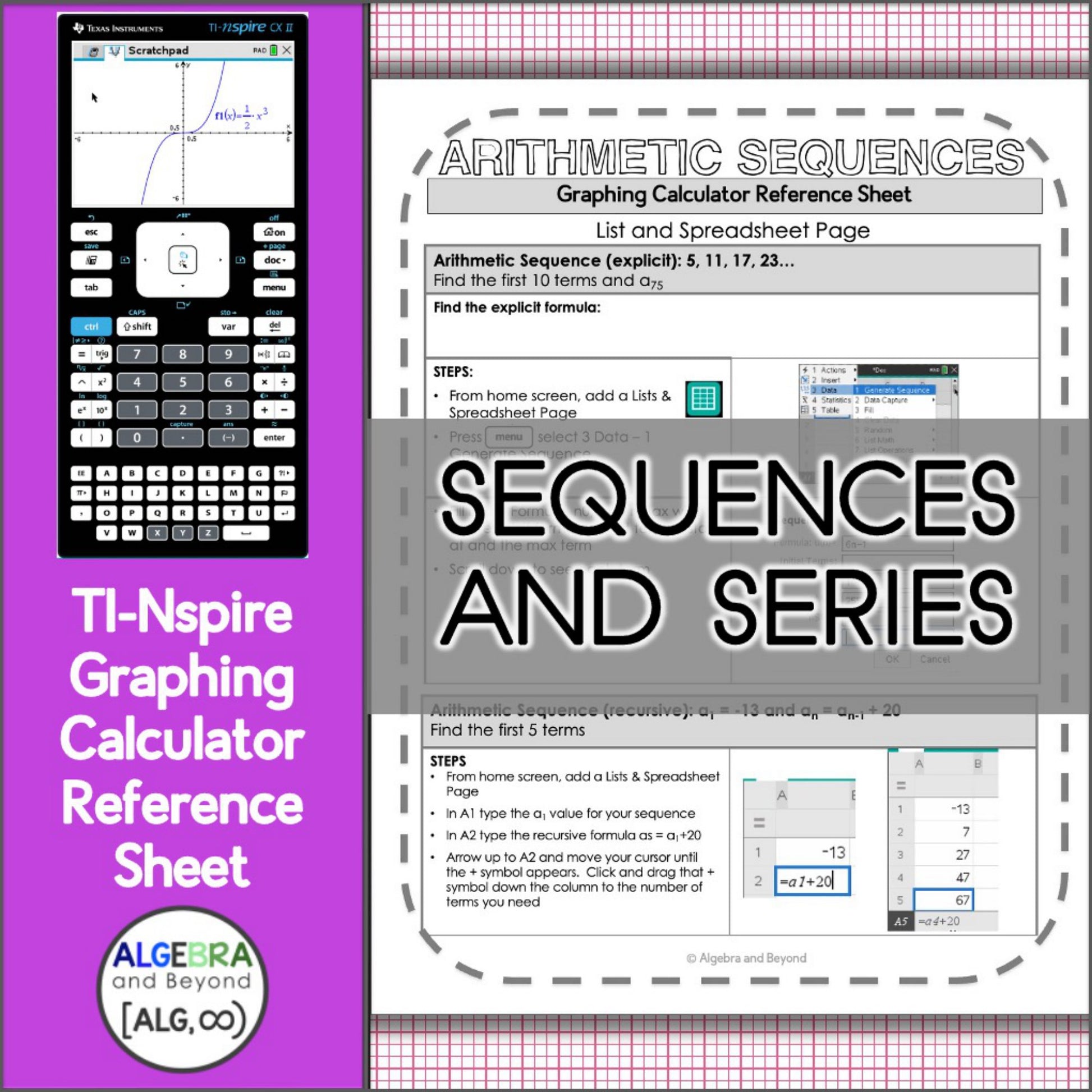 Sequences and Series | TI-Nspire Graphing Calculator Reference Sheet
