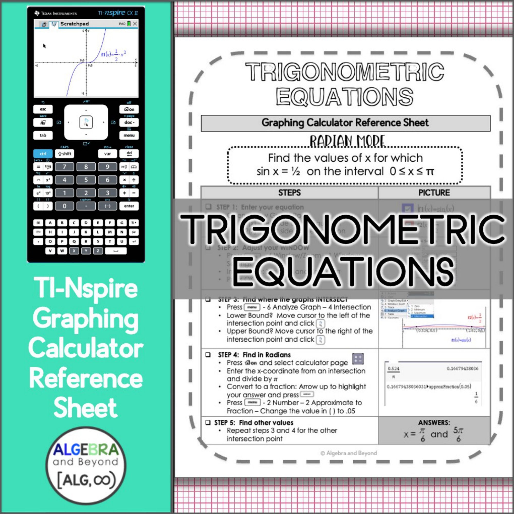 Math Solver Trigonometry Solve Trigonometric Equations | TI-Nspire Graphing Calculator Referenc ...