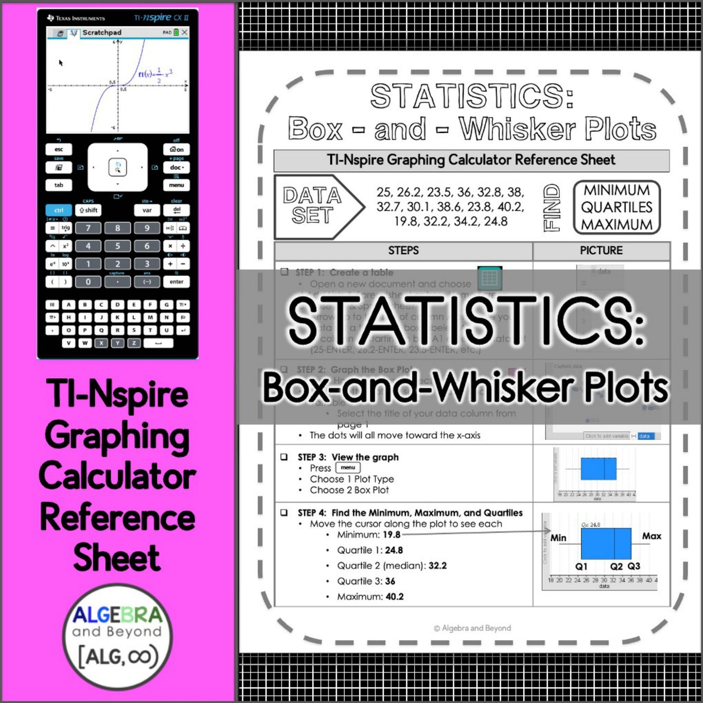 Statistics | Box-and-Whisker Plots | TI-Nspire Calculator Reference Sheet