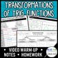 Transformations of Trigonometric Functions Lesson | Warmup | Notes | Homework