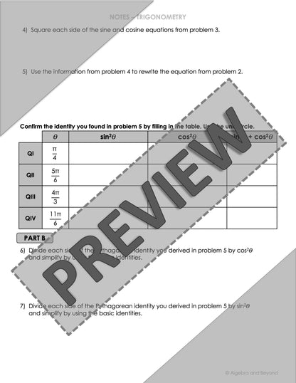 Trigonometric Identities Lesson | Algebra 2 | Video | Notes | Homework