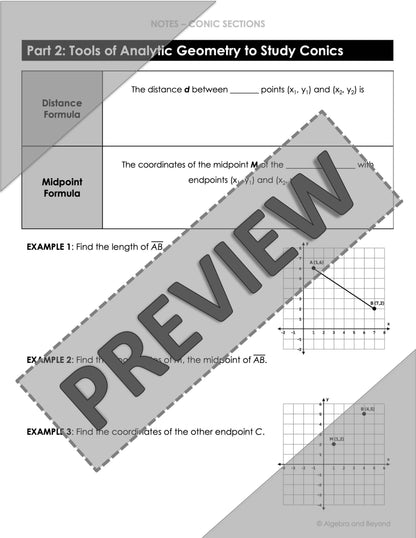 Introduction to Conic Sections Lesson | Video | Guided Notes | Homework