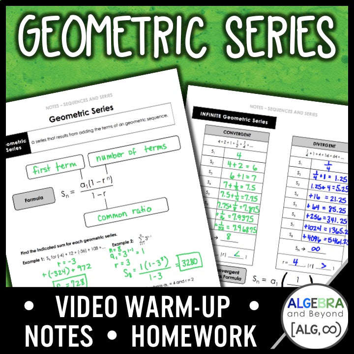 Geometric Series Notation Lesson | Warm-Up | Guided Notes | Homework