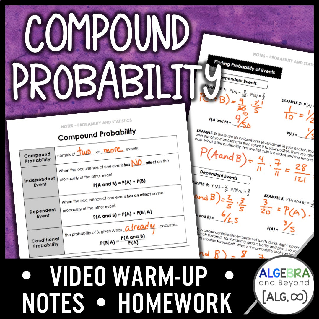 Compound Probability Lesson | Warm-Up | Guided Notes | Homework
