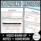 Simplifying Radical Expressions Lesson | Warm-Up | Guided Notes | Homework