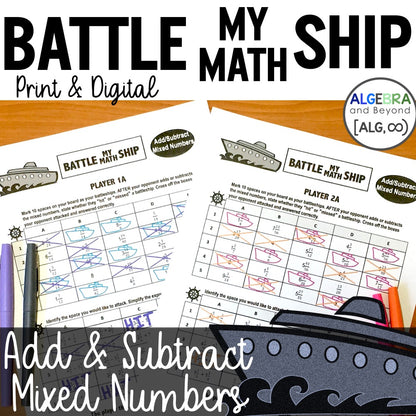 Add and Subtract Mixed Numbers Activity | Battle My Math Ship Game