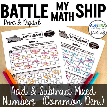 Add and Subtract Mixed Numbers with Common Denominators | Battle My Math Ship