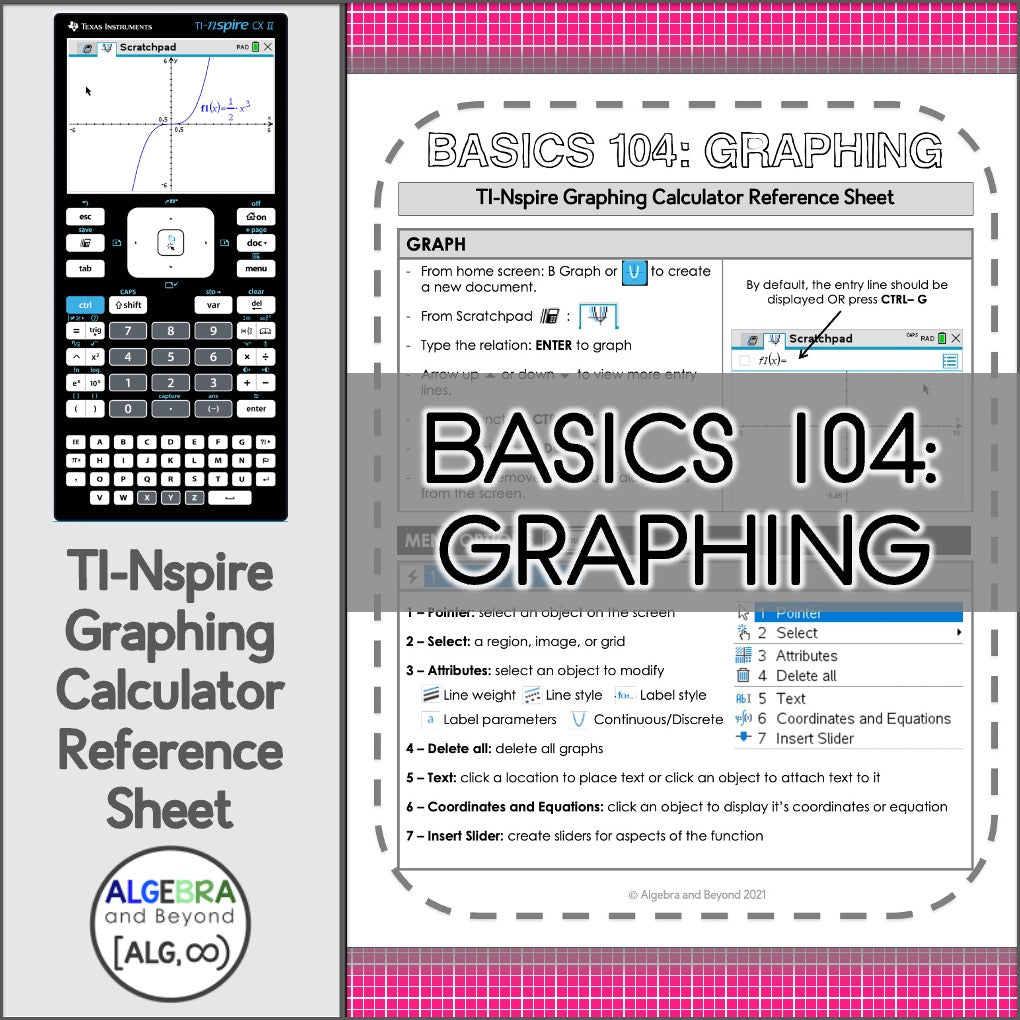 Graphing Functions - TI-Nspire Graphing Calculator Reference Sheets