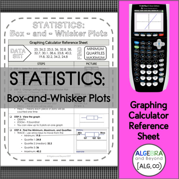 Statistics | Box-and-Whisker Plots | TI-84 Graphing Calculator Reference Sheet