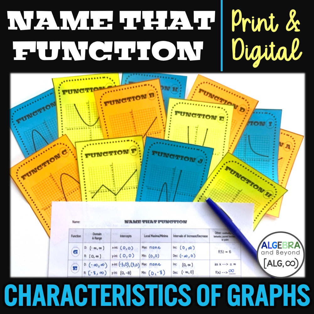 Characteristics of Graphs | Name That Function | Matching Activity | P ...