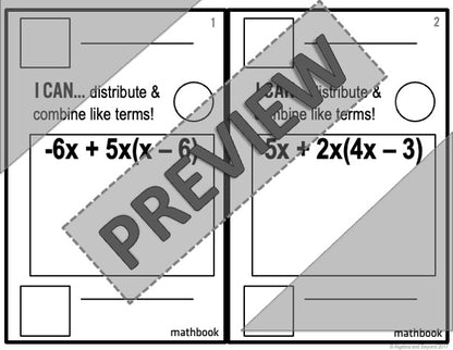 Distribute and Combine Like Terms Activity - Mathbook