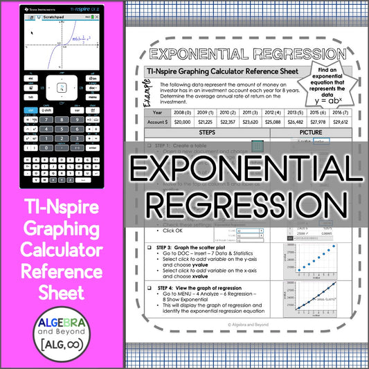 Graphing Exponential Regression | TI-Nspire Calculator Reference Sheets