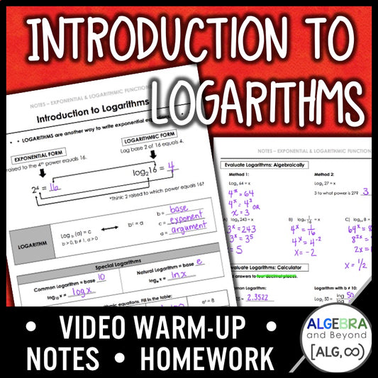 Introduction to Logarithms Lesson | Warm-Up | Guided Notes | Homework