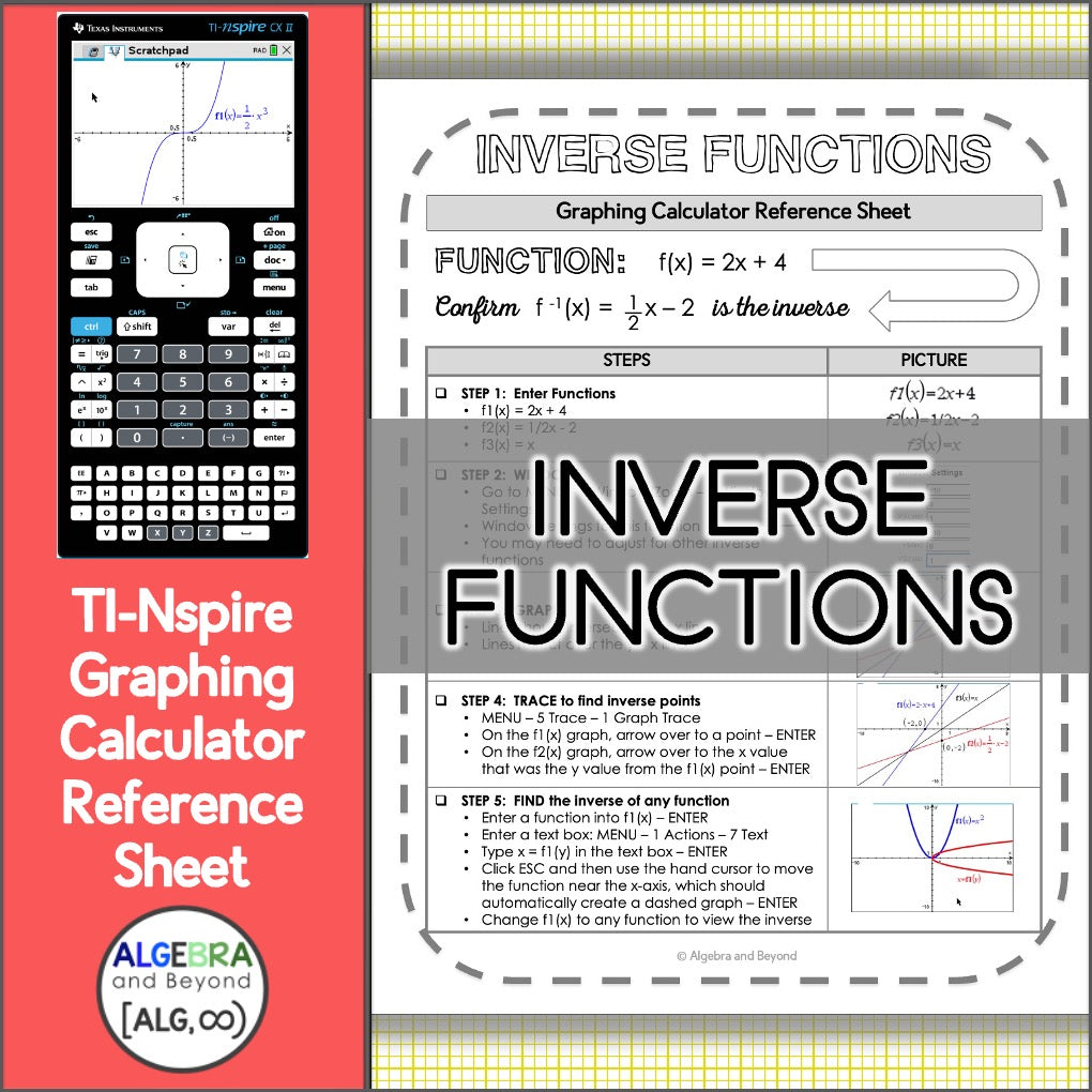 Graphing Inverse Functions | TI-Nspire Calculator Reference Sheets