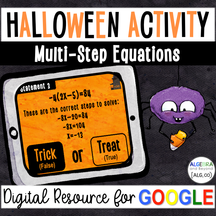 Multi-Step Equations | Halloween Digital Activity