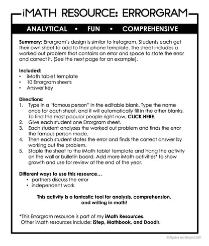 Absolute Value Inequalities Activity | Error Analysis