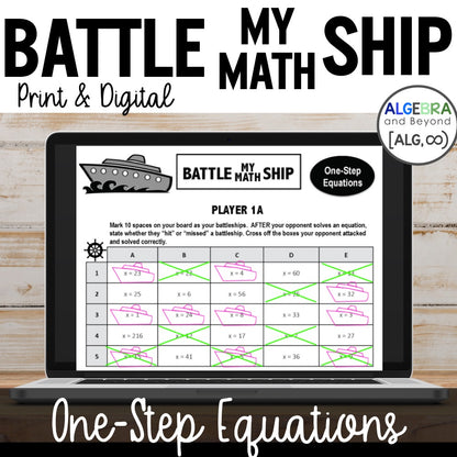 One-Step Equations Activity | Battle My Math Ship Game