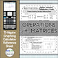 Operations with Matrices | TI-Nspire Calculator Reference Sheet