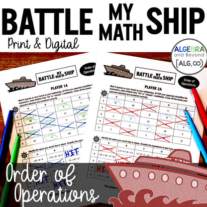 Order of Operations Activity | Battle My Math Ship Game | Print and Digital
