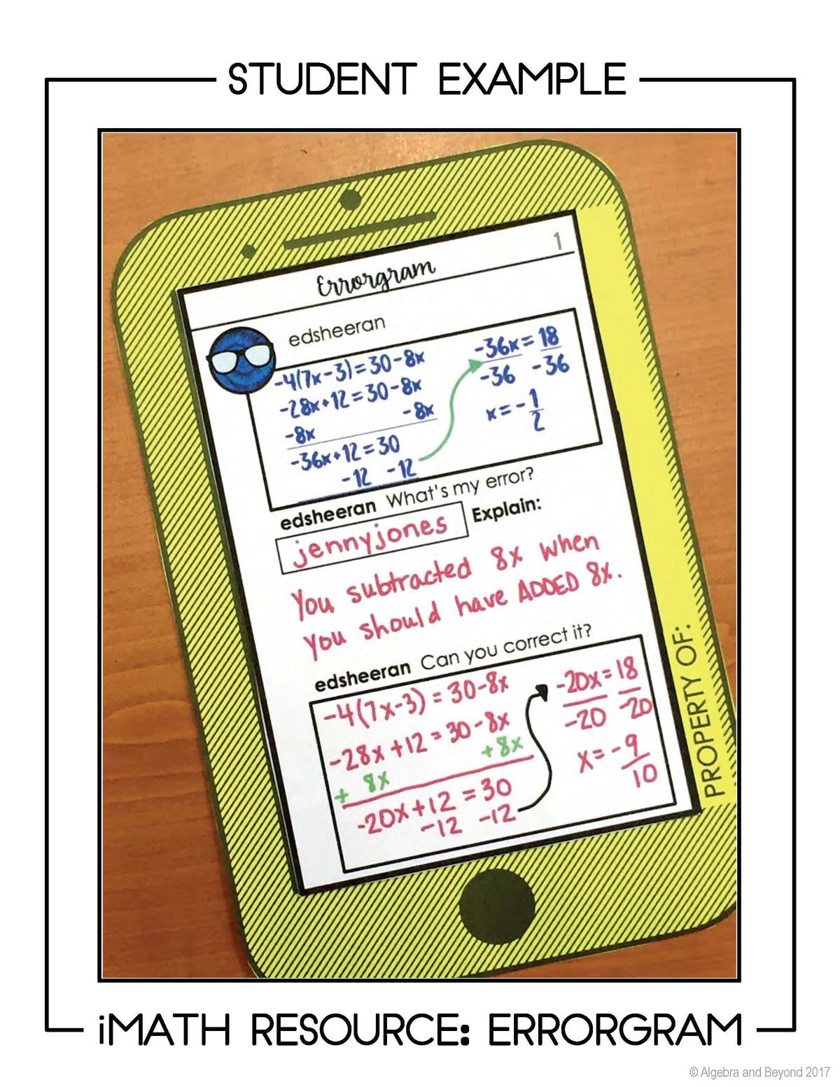 Errorgram Post Multi-Step Equations Activity | Errorgram – Algebra and Beyond