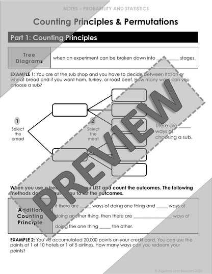 Counting Principles and Permutations Lesson | Video | Guided Notes | Homework