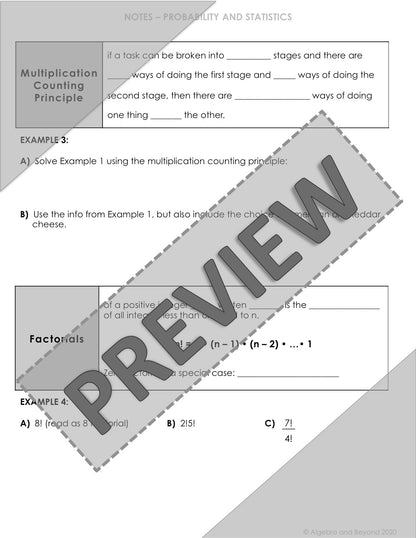 Counting Principles and Permutations Lesson | Video | Guided Notes | Homework