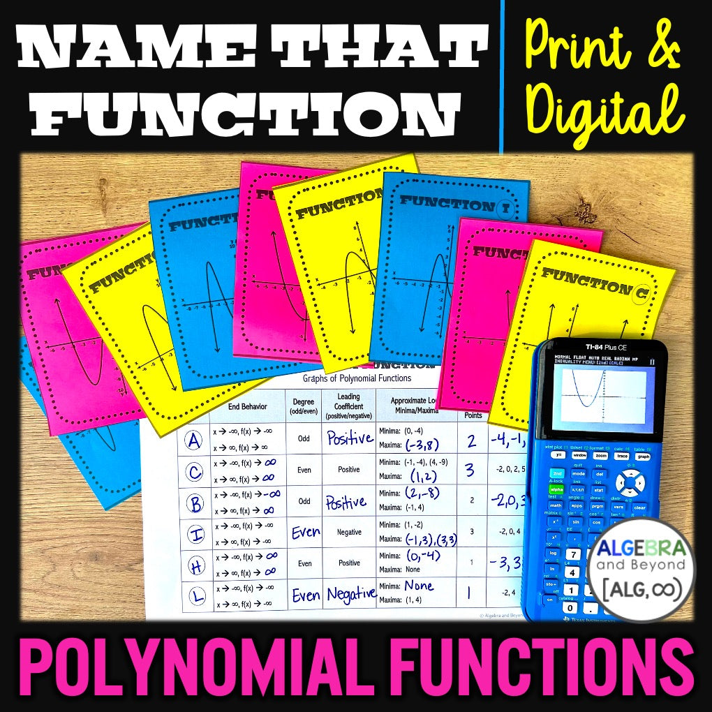 Polynomial Functions | Name That Function | Matching Activity | Print and Digital