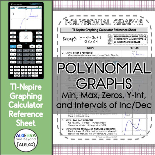 TI-Nspire Calculator Reference Sheets | Polynomial Graphs