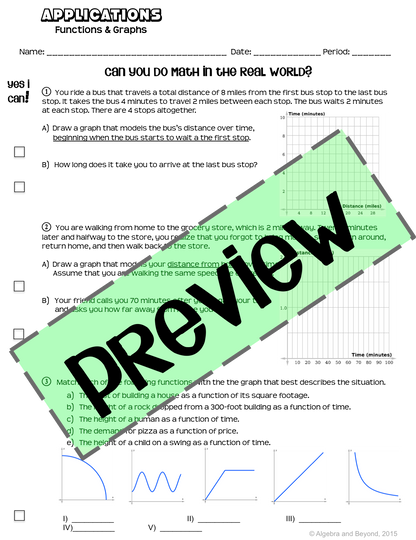 Functions and Graphs - Real World Applications