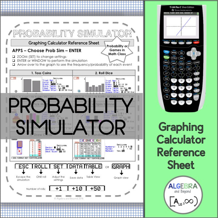 Probability Simulator | TI-84 Graphing Calculator Reference Sheet