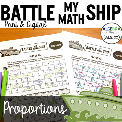 Proportions Activity | Battle My Math Ship Game | Print and Digital
