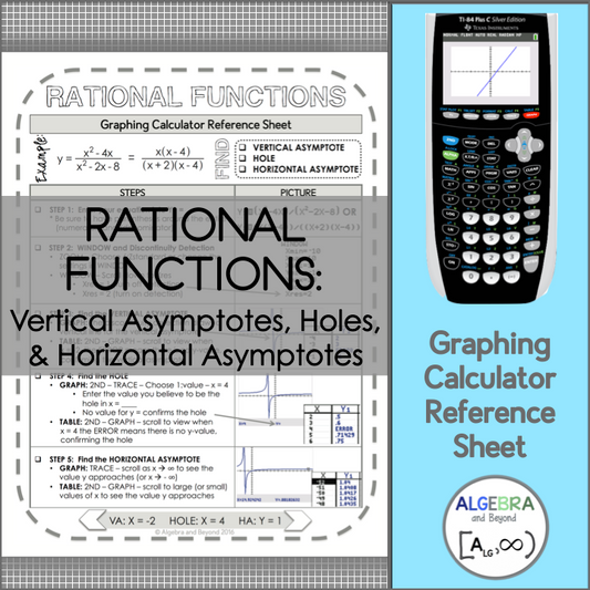 Graphing Rational Functions | TI-84 Calculator Reference Sheet and Practice