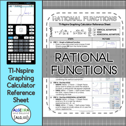 Graphing Rational Functions | TI-Nspire Calculator Reference Sheets