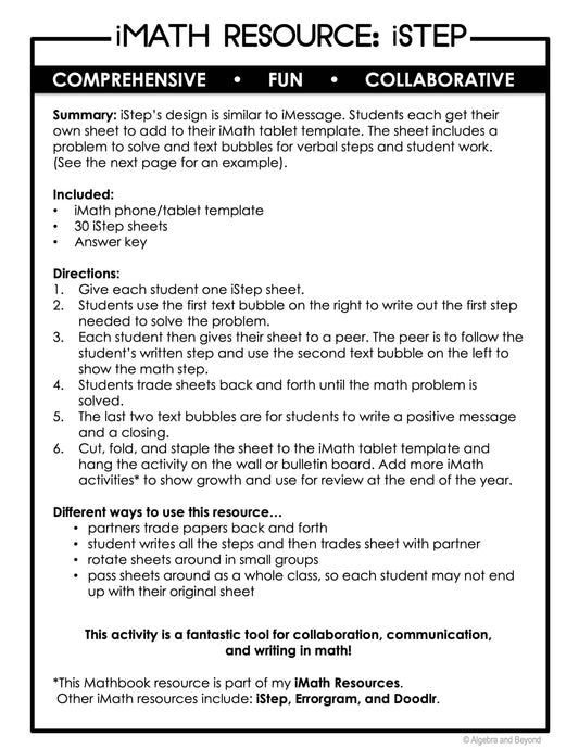 Two-Step Inequalities Activity - iStep