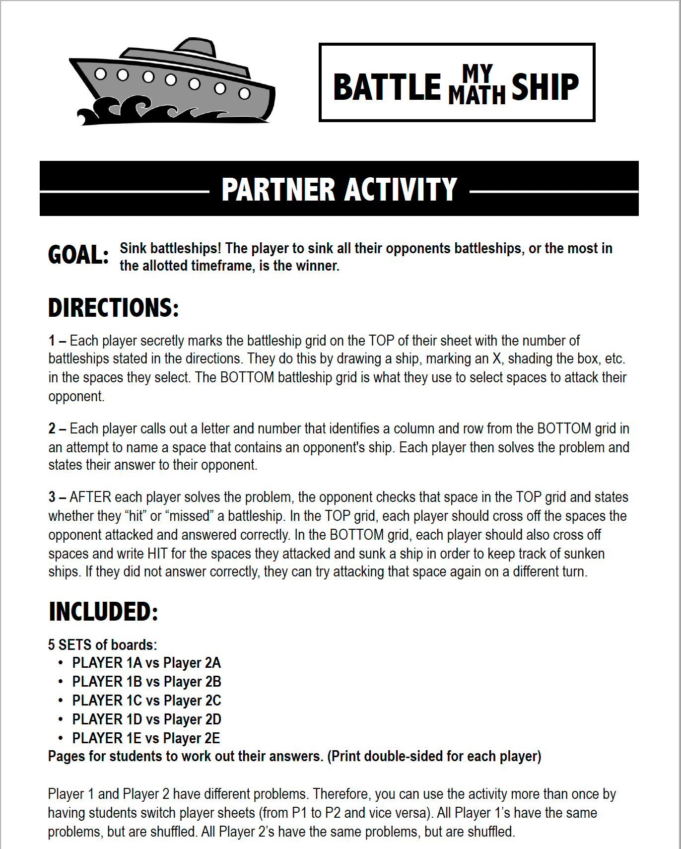 Proportions Activity | Battle My Math Ship Game | Print and Digital