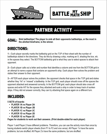Solve Quadratic Equations | Square Roots | Battle My Math Ship | Print & Digital