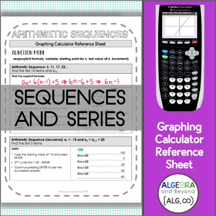 Sequences and Series | TI-84 Graphing Calculator Reference Sheet