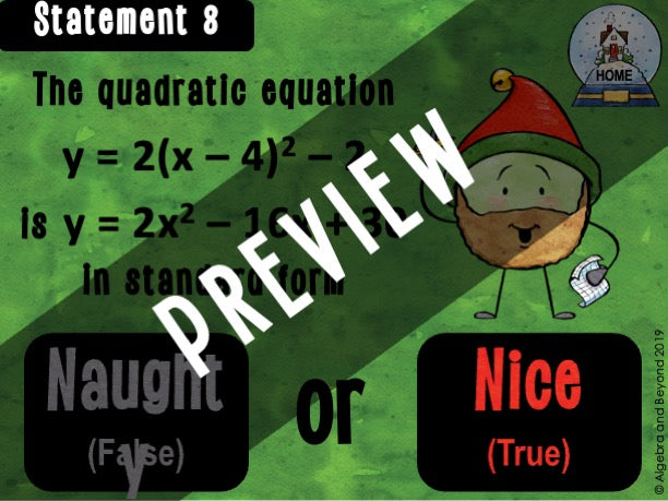Quadratic Equations - Holiday Digital Activity