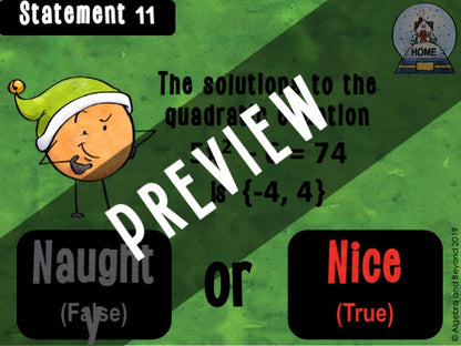 Quadratic Equations - Holiday Digital Activity
