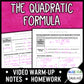 Quadratic Equations: The Quadratic Formula Lesson | Warm-Up | Notes | Homework