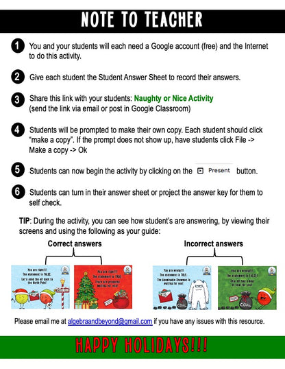 Linear Equations - Holiday Digital Activity