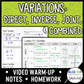 Variation: Direct, Inverse, Joint & Combined Lesson | Warm-Up | Notes | Homework