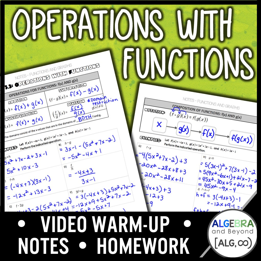 Operations with Functions Lesson | Warm-Up | Guided Notes | Homework