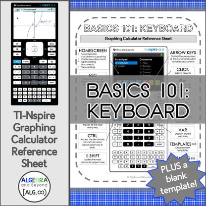 Basics 101 - Keyboard | TI-Nspire Graphing Calculator Reference Sheet